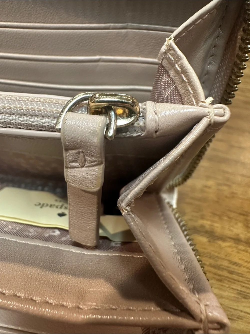 Kate Spade Zip Around Tan/Cream Wallet Tassel Accent Lots of Storage